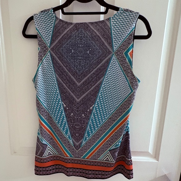 Calvin Klein Geometric Print Cowl Neck Sleeveless Top | Size M - Picture 2 of 3